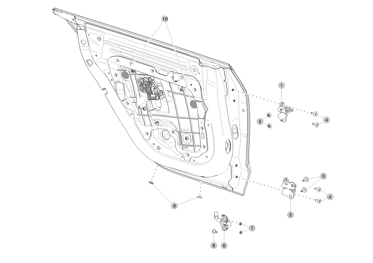 DOOR HINGE - REAR - LOWER - RIGHT (1091330-00-G)